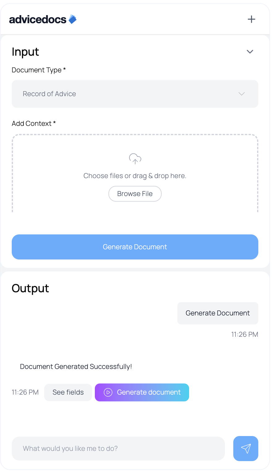 AdviceDocs side panel