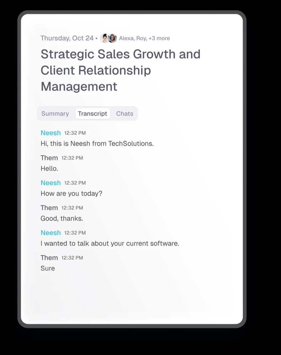 Real-time meeting transcript